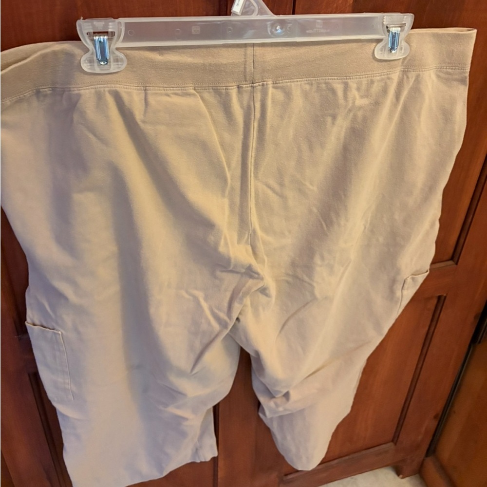 Basic Editions Tan Drawstring Capris - Picture 2 of 3